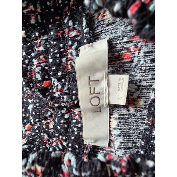 Loft Womens Floral Long Sleeve Blouse Size L - Picture 5 of 7